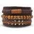 Retro Batman rope woven handmade bead woven bracelet jewelry fashionable multi-layer leather bracelet set for men