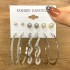 Cross border Pearl Inlaid Women's Card Earrings Creative French Retro Gold Earring Set 6-piece Set