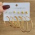 European and American Metal Rainbow Rice Bead Earrings Geometric Circle Pearl Earrings Retro Earrings Set 6-piece Set for Women