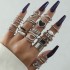 Cross border New Fashionable Versatile Leaf Love Ring Set Personalized Geometric Stacked Joint Ring Multi piece Set