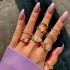 European and American Cross border Ring Set Retro Geometric Round Oval Imitation Opal Gemstone 8-Piece Set Ring Joint Ring