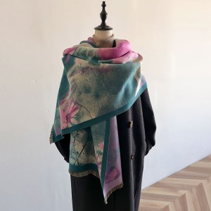 Winter Flower Retro Oil Painting Series Women's Imitation Cashmere Long Scarf Gift Shawl Artistic Fashion Decoration Warm Scarf