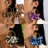 European and American cross-border fashion exaggerated colorful leopard print fabric earrings, geometric circular earrings, imitation gemstone inlaid earrings for women