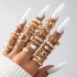 Cross border New Fashionable Versatile Leaf Love Ring Set Personalized Geometric Stacked Joint Ring Multi piece Set