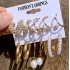 Cross border Pearl Inlaid Women's Card Earrings Creative French Retro Gold Earring Set 6-piece Set