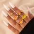 European and American Cross border Jewelry Brown Love Drop Oil Ring Six Piece Set Geometric Flower Ring Combination Set