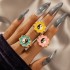 European and American Cross border Jewelry Brown Love Drop Oil Ring Six Piece Set Geometric Flower Ring Combination Set