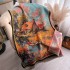 Autumn and winter new double-sided color oil painting series imitation cashmere thick warm scarf, air-conditioned room neck protection shawl for external use