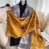 Scarf for women, autumn and winter, Chinese style, blue and white porcelain pattern, warm and thick double-sided imitation cashmere, air conditioning shawl, mother's scarf