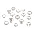 Yongge Cross border Foreign Trade Geometric Set Ring Wholesale Fashion OL Leaf Love Set Diamond 15 Piece Set Ring for Women