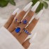 Amazon Cross border Light Luxury Jewelry Color Diamond Set Four Piece Ring Set Geometric Imitation Gemstone Set Ring Set