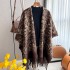 New Korean imitation cashmere air conditioning shawl for women's outdoor wear, internet famous cape for autumn and winter, niche retro pattern warm scarf