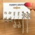 Cross border Pearl Inlaid Women's Card Earrings Creative French Retro Gold Earring Set 6-piece Set