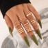 AliExpress new light luxury simple cross inlaid diamond multi piece ring set, personalized heart hollow out ten piece ring set