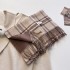 Korean plaid scarf for women's autumn and winter high-end feeling, shawl for warmth, paired with tassel imitation cashmere couple scarf