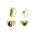 Korean jewelry industry drip oil colored peach heart smiling face ring cross-border fashion multi-layer heart-shaped joint index finger ring set