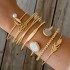 Amazon Cross border New Retro Wide Bracelet Simple Geometric Opening Round Bead Gold Smooth Surface Bracelet Jewelry Set