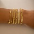 Amazon Cross border New Retro Wide Bracelet Simple Geometric Opening Round Bead Gold Smooth Surface Bracelet Jewelry Set