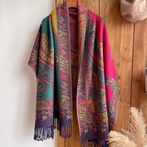 Ethnic style European and American popular polyester cotton blend multi flower jacquard shawl scarf manufacturer spot wholesale