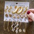 Cross border Pearl Inlaid Women's Card Earrings Creative French Retro Gold Earring Set 6-piece Set