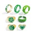 Korean jewelry industry drip oil colored peach heart smiling face ring cross-border fashion multi-layer heart-shaped joint index finger ring set