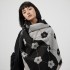 Imitation cashmere color blocked warm scarf with floral long and thick tassel shawl, autumn and winter women's knitted warm scarf