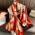 2023 New Simulated Silk Silk Women's Mountain Camellia Explosive Shawl Beach Scarf Thin Edition Trendy Brand New Silk Satin Multiple Scarves