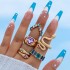 European and American popular jewelry ring bracelet snake shaped heart imitation emerald set with diamonds ins style five piece ring set for women