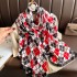 2023 New Simulated Silk Silk Women's Mountain Camellia Explosive Shawl Beach Scarf Thin Edition Trendy Brand New Silk Satin Multiple Scarves