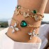 European and American new minimalist metal imitation emerald inlaid diamond bracelet full of diamonds square diamond heart bracelet fashionable four piece set for women