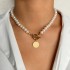 Pearl necklace, women's fashionable style, trendy OT buckle, heart pendant, collarbone chain, internet famous accessory, cool style sweater, collarbone chain