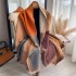 Korean version color blocked fashionable imitation cashmere scarf, women's dual-use air conditioning shawl, temperament scarf, thick and warm shawl, outer outfit