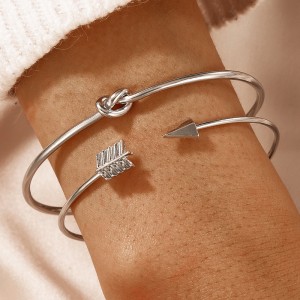 2022 Knot Round Arrow Multi piece Bracelet Geometric Silver Triangle Bracelet Bracelet Two piece Bracelet Set