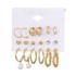 European and American cross-border popular love earrings pearl women's earrings creative French retro gold ear ring set