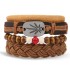 Retro bead bracelet for men, fashionable hollow triangular leather bracelet and bracelet, multi-layer wide wrapped jewelry