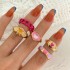 Cross border Oil Drop Butterfly Smile Ring 6-piece Set Cross border Ins Love Joint Ring Set Wholesale