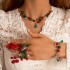 Christmas series new cute red and green bell bead earrings necklace bracelet three piece set cross-border jewelry