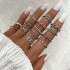 European and American Cross border Retro Vintage Butterfly Serpentine Ring Set Combination Open Multi Joint Ring Set 9-Piece Set