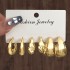 Cross border source new high-end gold personalized water droplet earrings creative complex C-shaped earring set 6 pairs wholesale