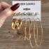 European and American Metal Rainbow Rice Bead Earrings Geometric Circle Pearl Earrings Retro Earrings Set 6-piece Set for Women