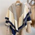 Korean version new striped imitation cashmere scarf for women in winter, warm and thick, versatile shawl, tassel geometric square scarf, neck scarf