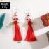 European and American Cross border Santa Claus Long Tassel Earrings Christmas Series Design Sense Flower Beaded Earrings for Women