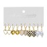 Euro American Cross border Alloy Earrings Square Geometric Earrings Set 6-piece Retro Pearl Card Earrings Earrings and Accessories