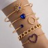 AliExpress Cross border Jewelry Blue Butterfly Inlaid Diamond Hollow Four Layer Bracelet Geometric Opening Four Piece Bracelet Set