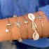 Cross border new Bohemian vacation style shell bracelet beach style starfish pearl layered bracelet set of five pieces