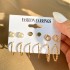 Cross border Pearl Inlaid Women's Card Earrings Creative French Retro Gold Earring Set 6-piece Set