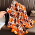 2023 New Simulated Silk Silk Women's Mountain Camellia Explosive Shawl Beach Scarf Thin Edition Trendy Brand New Silk Satin Multiple Scarves