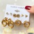 Cross border hot sale pearl inlaid Fried Dough Twists temperament lady earrings set 6 creative vintage gold love earrings