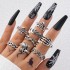 European and American punk dark butterfly skull hollow face ring multi piece set, personalized and trendy vintage ring set