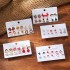 Christmas series snowflake bell earring combination set, foreign trade hot selling cartoon drip oil cane, elderly earring, female